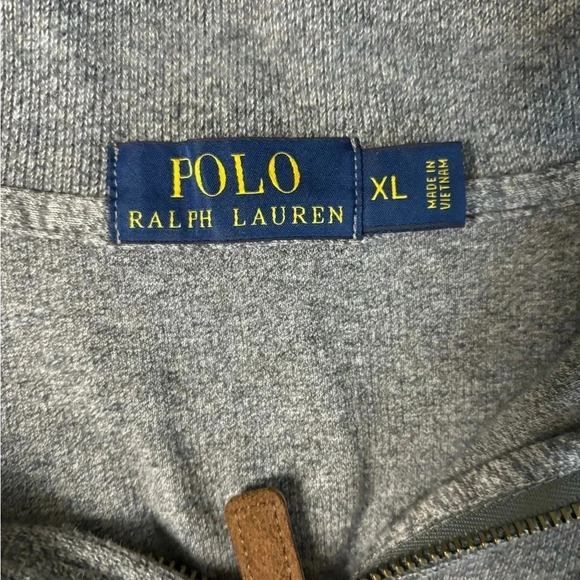Polo Ralph Lauren Quarter Zip Mock Neck Pullover Sweater Gray Brown Pony Size XL - Picture 6 of 6